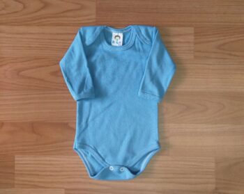 Body Manga Longa Azul Bebê