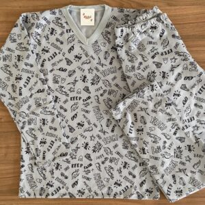 Pijama Inverno Dino cinza - Tamanho 14